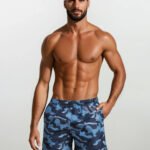 Men's swim trunks blue camouflage