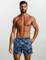 Men's swim trunks blue camouflage