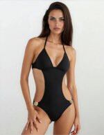 ROCA Gorgeous Push up Monokini One Piece Swimsuit, with glimmering 14kt gold  plated lion buckle - Image 6